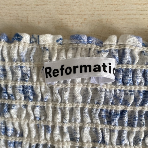 Reformation Linen Stilton Floral Romantic Square Neck Long Sleeve Top Size 10 - Picture 9 of 16